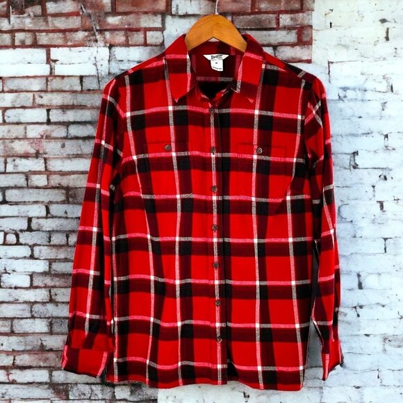 Duluth Trading Co Tops - Duluth Trading Co Free Swing Red Plaid Cotton Flannel Shirt Size Medium